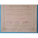 Dekret - Chodská medaile - 10. střeleckého pluku Jana Sladkého Koziny 