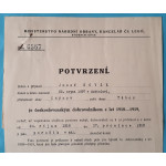 Dekret - Pamětní odznak pro Československé dobrovolníky 1918-19 - udělen 1946