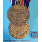 Československá medaile Za chrabrost před nepřítelem - II. Pražské vydání 1945-47 v orig etui - varianta c-2 - český nápis - varianta