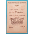 Dekret - Československá medaile Za vítězství 1922 - podpis Udržal