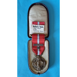 Československá revoluční medaile - s podpisem AB - Pařížské vydání z let 1918-1919 v orig. etui - Italské legie - štítky - „DOSS´ALTO“ a „32“ - var. těžká tmavá