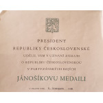 Dekret - Československá Jánošíkova medaile