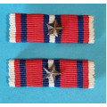 Náprsní stužka našívací - Medaile Svazu čs důstojnictva - Štefánikúv pamětní odznak I. stupeň - 2 ks - s hvězdou 