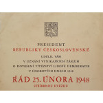 Dekret - Řád 25. února - I. třída - N-115