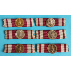 Národní Garda - NSG  miniatury na našívací stužce ke "Služebním medailím" typ 1927-39 - 6 ks