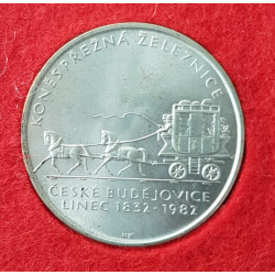 100 Kčs 1982 - stopadesáté výročí zahájení provozu koněspřežné železnice Č. Budějovice - Linec