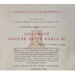 Dekret  - Diplomový odznak krále Karla IV. - DOK IV. - Československá národní garda  čestný odznak 1.třída na závěsu s meči  1945-49 udělen Velitelstvím Svazu Brannosti