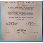 Dekret - Diplomový odznak krále Karla IV. - DOK IV. - Československá národní garda - důstojnický stupeň 1.třída 1945-49 s meči uděleno SNSG 1948