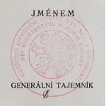 Dekret - Diplomový odznak krále Karla IV. - DOK IV. - Československá národní garda zlatý čestný odznak 1.třída 1945-49 udělen ÚLK Svazu Brannosti 1949