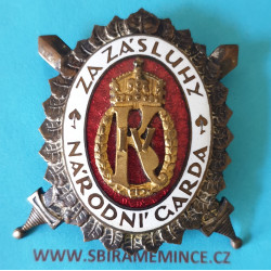 Národní Garda - DOK IV. III.stupeň připínací dekorace pro čestné členy 1.třída typ1937-39 s korunovaným monogramem - UNIKÁT