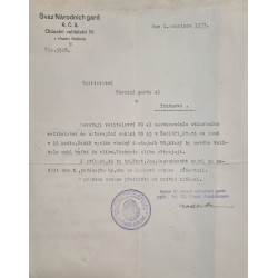 NG - Pověření ke složení slibu velitele a text Slib velitele Československé národní gardy 1937
