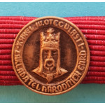 Národní Garda - NSG miniatura na stužce ke " Služební medaili" typ 1927-39 - za XX let - bronzová