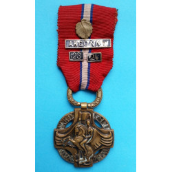 Československá revoluční medaile - s podpisem AB - tmavší bronz Francouzské legie - štítky „ARGONNY“ „23“ a „24" - var. těžká tmavá