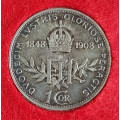 Koruna - 1 krone - výroční 1908 bz - Vídeň