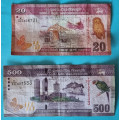 Cejlon - Šrí Lanka - 20 Rupie a 500 Rupie