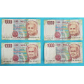 Itálie 1000 lir 1990 různé serie