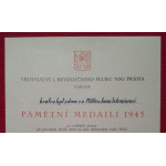 Dekret - Pamětní medaile 1. revolučního pluku NSG Praha , udělen NSG 1945