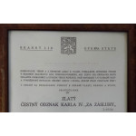 Dekret - Diplomový odznak krále Karla IV. - DOK IV. - Československá národní garda zlatý čestný odznak 1.třída 1945-49 udělen Svazem Brannosti 1949