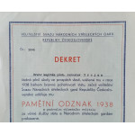 Dekret - Pamětní odznak 1938 - Kříž za věrné služby SNG s pochvalou velitele - udělen Velitelstvím SNSG 1945