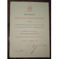 Dekret - Československý válečný kříž 1939 udělen 1947