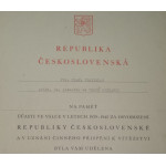 Dekret - Československá vojenská pamětní medaile - štítek VB