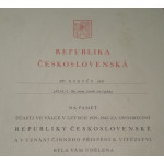 Dekret - Československá vojenská pamětní medaile - štítek SSSR