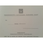  Dekret 2.typ - Řád Slovenské Národní Rady " ZA HRDINSTVO V PRÁCI " - II. stupeň