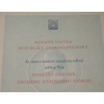Dekret - Pamětní odznak druhého národního odboje podpis Nosek