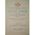Dekret - Pamětní medaile ČS. domobrany z Itálie 1918 - 1919 - vydání z roku 1945