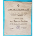 Dekret - Československý válečný kříž 1922 podpis František Udržal