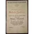 Dekret - Československá medaile Za vítězství 1928 podpis Udržal
