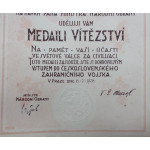 Dekret - Československá medaile Za vítězství 1928 - střelci ruských legií - podpis Udržal