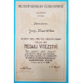 Dekret - Československá medaile Za vítězství 1926 podpis Syrový