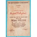 Dekret - Československá medaile Za vítězství 1930 podpis Viškovský