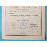 Dekret - Pamětní odznak 1938 - Kříž za věrné služby SNG s pochvalou velitele, udělen SNSG 1945