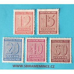 Německo Deutsche Post - Sovětská Zóna - Sachsen 1945 - 12 pfennig červená - 15 pf - 20 pf - 40 pf - 60 pf
