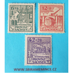 Německo Deutsche Post - Sovětská Zóna - Provinz Sachsen - Wiederaufbau 1946 - 3 ks
