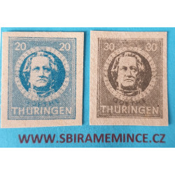 Německo Deutsche Post - Sovětská Zóna - Thüringen - 30 pfennig + 20  pfennig Goethe