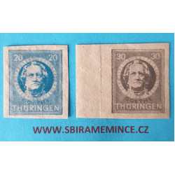 Německo Deutsche Post - Sovětská Zóna - Thüringen - 30 pfennig + 20  pfennig Goethe