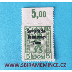 Německo Deutsche Post - Sovětská Zóna - Berlín a Brandenburg 5 pfennig / medvěd / 1945