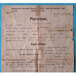 Potvrzení legionáře 1920 Bukáček Josef