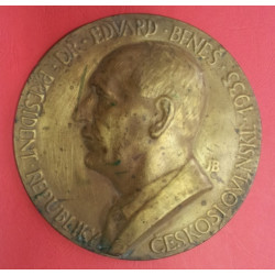 ČSR - Bronzová plaketa Dr. Edward Beneš -bronz 17 cm