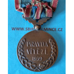 Československá medaile Za chrabrost před nepřítelem - Londýnské vydání z let 1940-1941 - slovenský nápis " Za chrabrosť " - varianta a-1