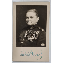 Fotografie generál a spisovatel Rudolf Medek - Autogram - vlastnoruční podpis