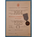 Dekret a Pamětní medaile Mezinárodní federace starých bojovníků FIDAC s letopočtem bez podpisu - Polanecký