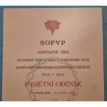 Dekret , Pamětní odznak SOPVP 1939-1945 a knoflíkový odznak SOPVP - Polanecký