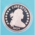 Postříbřená replika - USA Dollar 1804 - PROOF - 40mm