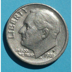  1 (one) dime Roosevelt 1981 P - CuNi