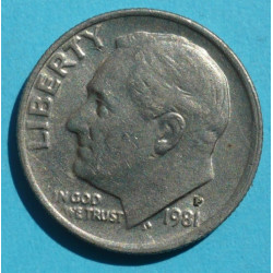  1 (one) dime Roosevelt 1981 P - CuNi