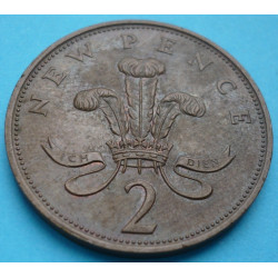 Anglie 2 new pence Elizabeth II. 1977 - Cu